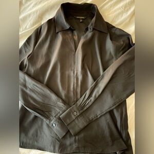 Banana Republic Black Satin Blouse Long Sleeve Work Minimal Chic